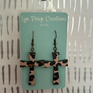 Leopard Print Cross Earrings